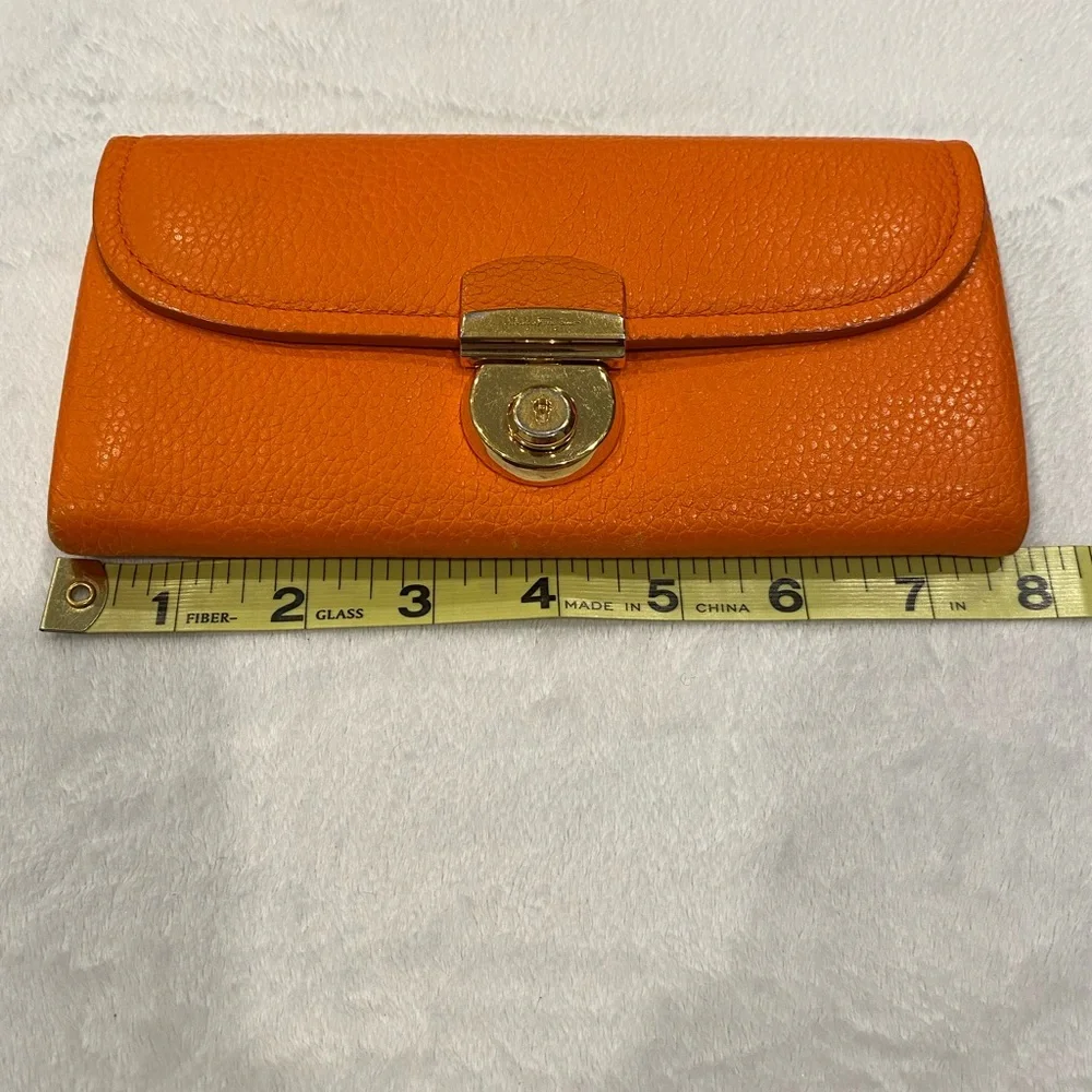 Ferragamo Orange Leather Continental Wallet with Gold Clasp